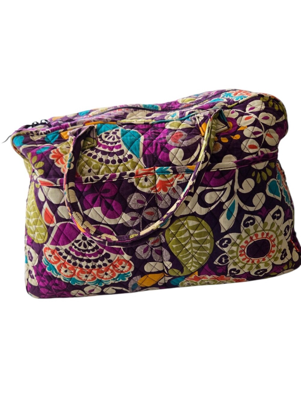 Vera Bradley Large Weekender Travel Duffel Bag Purple Floral Quilted